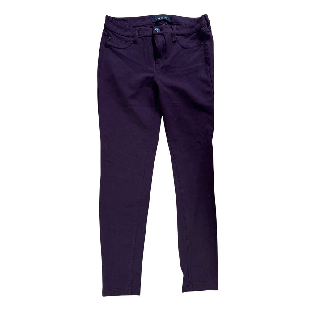 Liverpool Pants Womens 4 Purple Gia Glider Aubergine Skinny Stretch Ponte